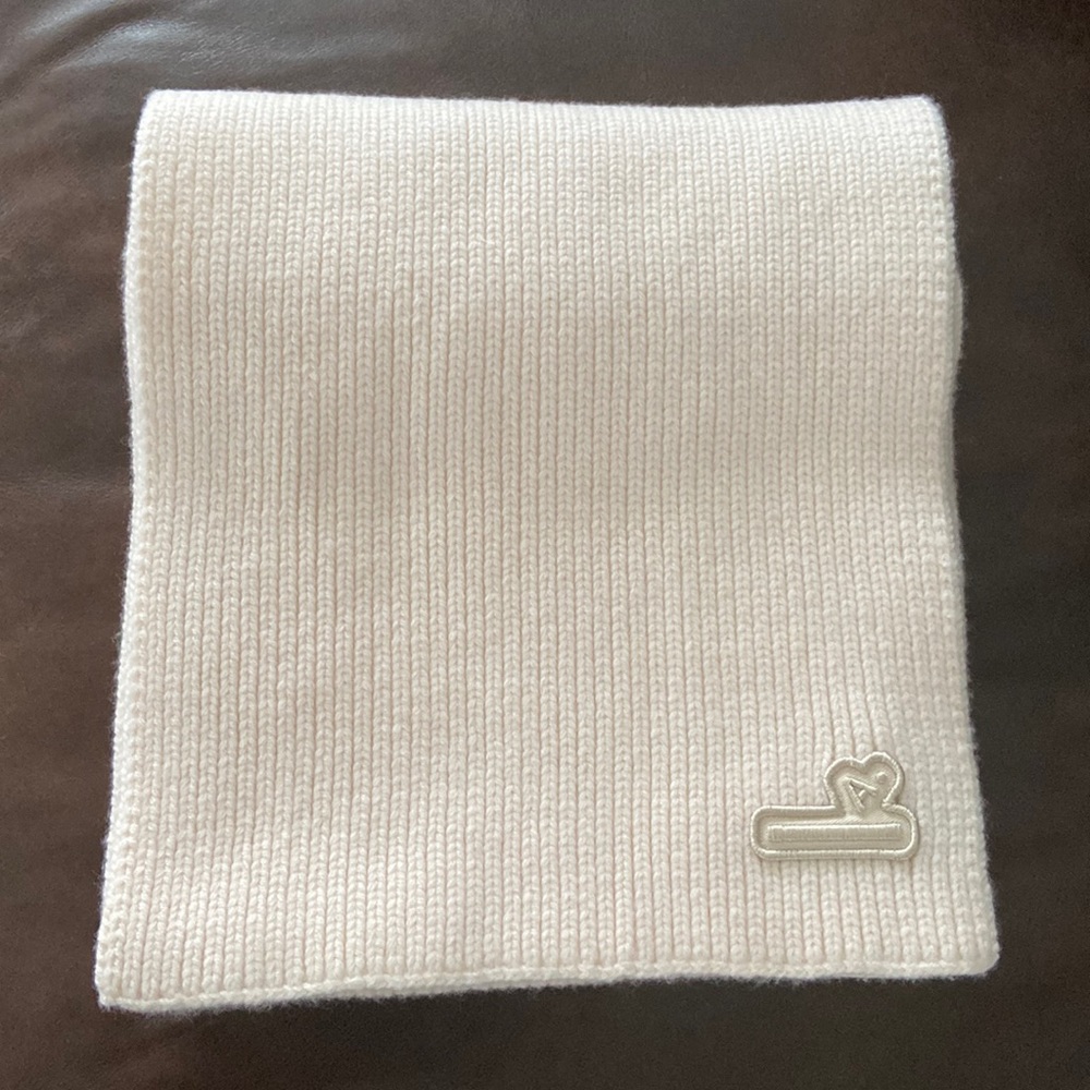 The Arrivals Sanne’ Scarf Cashmere Wool Cream Chunky Rib Knit Unisex NWT